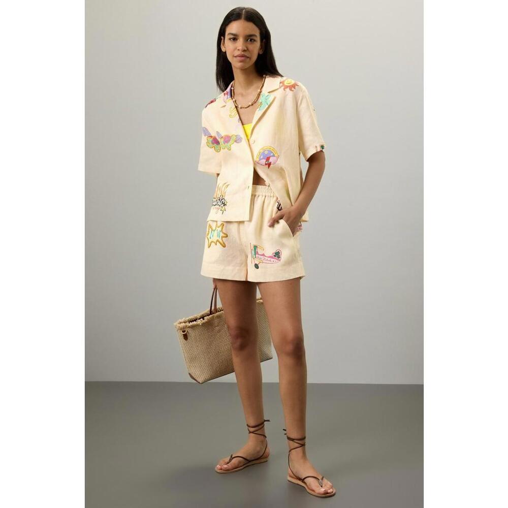 RHODE Off-White Audrina Shorts Size XS with Fabric Pull